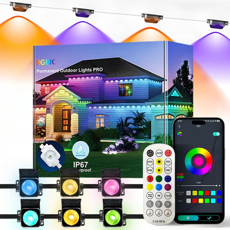 Smart Permanent Outdoor Lights Waterproof App Remote Music Sync