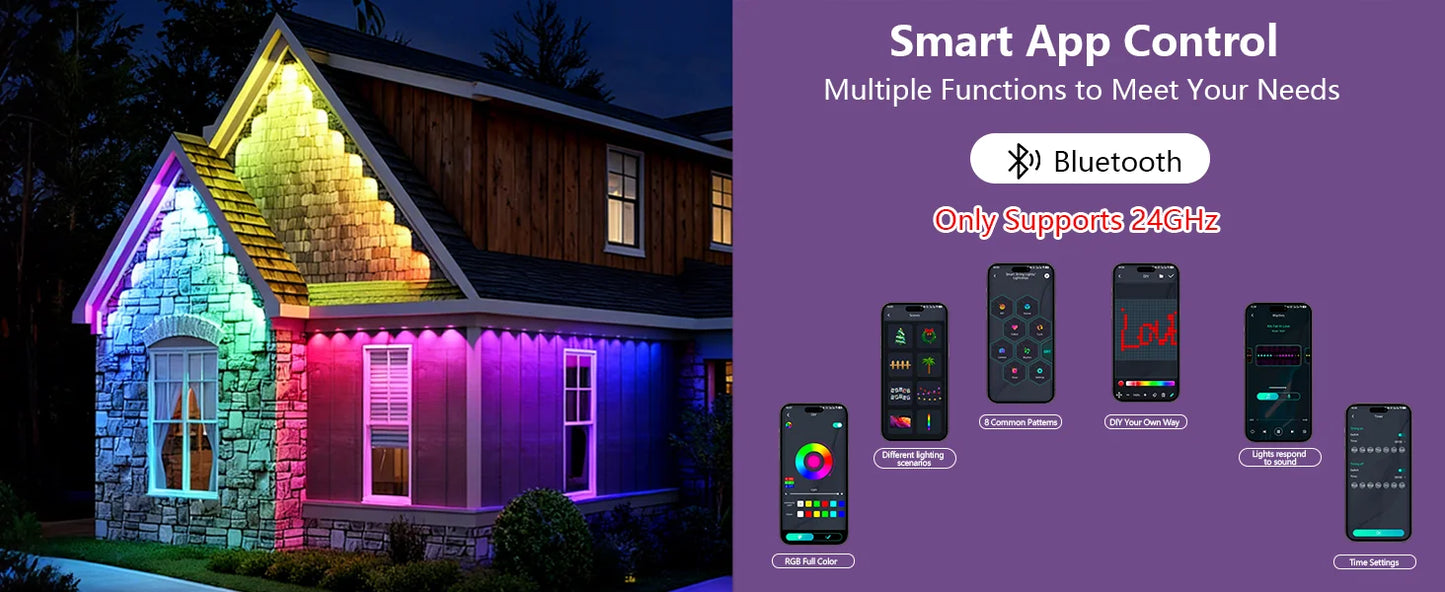 Smart Permanent Outdoor Lights Waterproof App Remote Music Sync