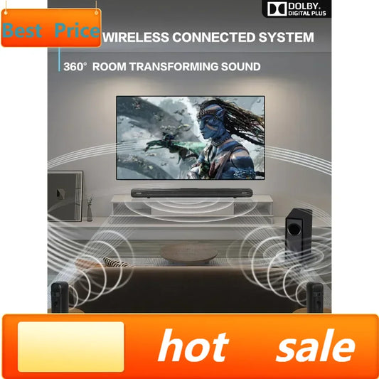 Surround Sound Bar with Dolby Audio, Wireless Subwoofer & Rear