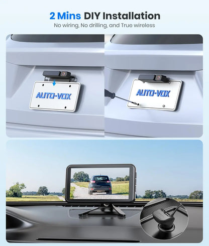 Solar Wireless Backup Camera with 5" 1080P Monitor: 5000mAh Battery, Easy DIY Install & Split Screen for Cars, Vans, SUVs