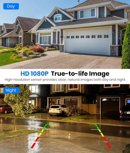 Solar Wireless Backup Camera with 5" 1080P Monitor: 5000mAh Battery, Easy DIY Install & Split Screen for Cars, Vans, SUVs