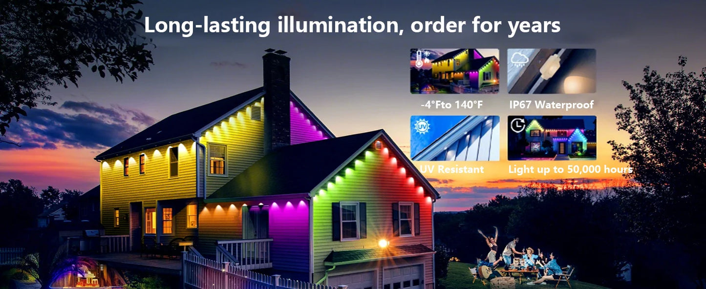 Smart Permanent Outdoor Lights Waterproof App Remote Music Sync