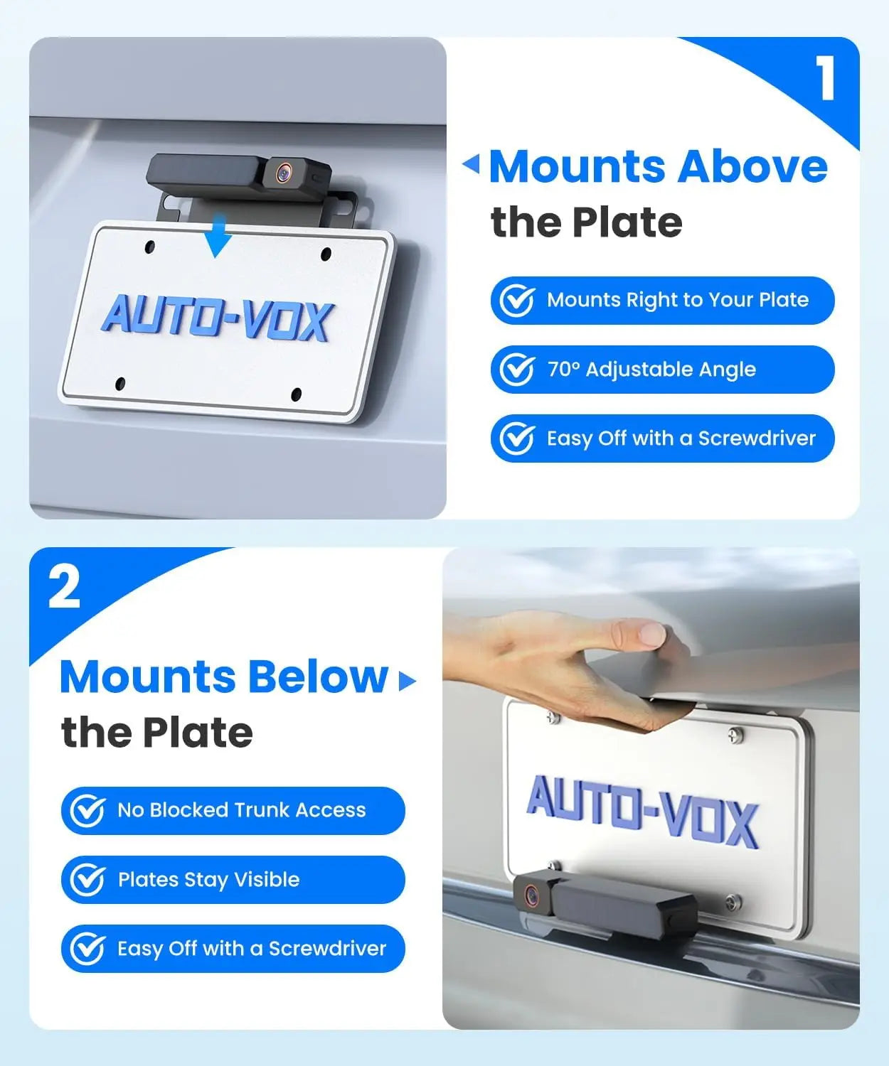 Solar Wireless Backup Camera with 5" 1080P Monitor: 5000mAh Battery, Easy DIY Install & Split Screen for Cars, Vans, SUVs