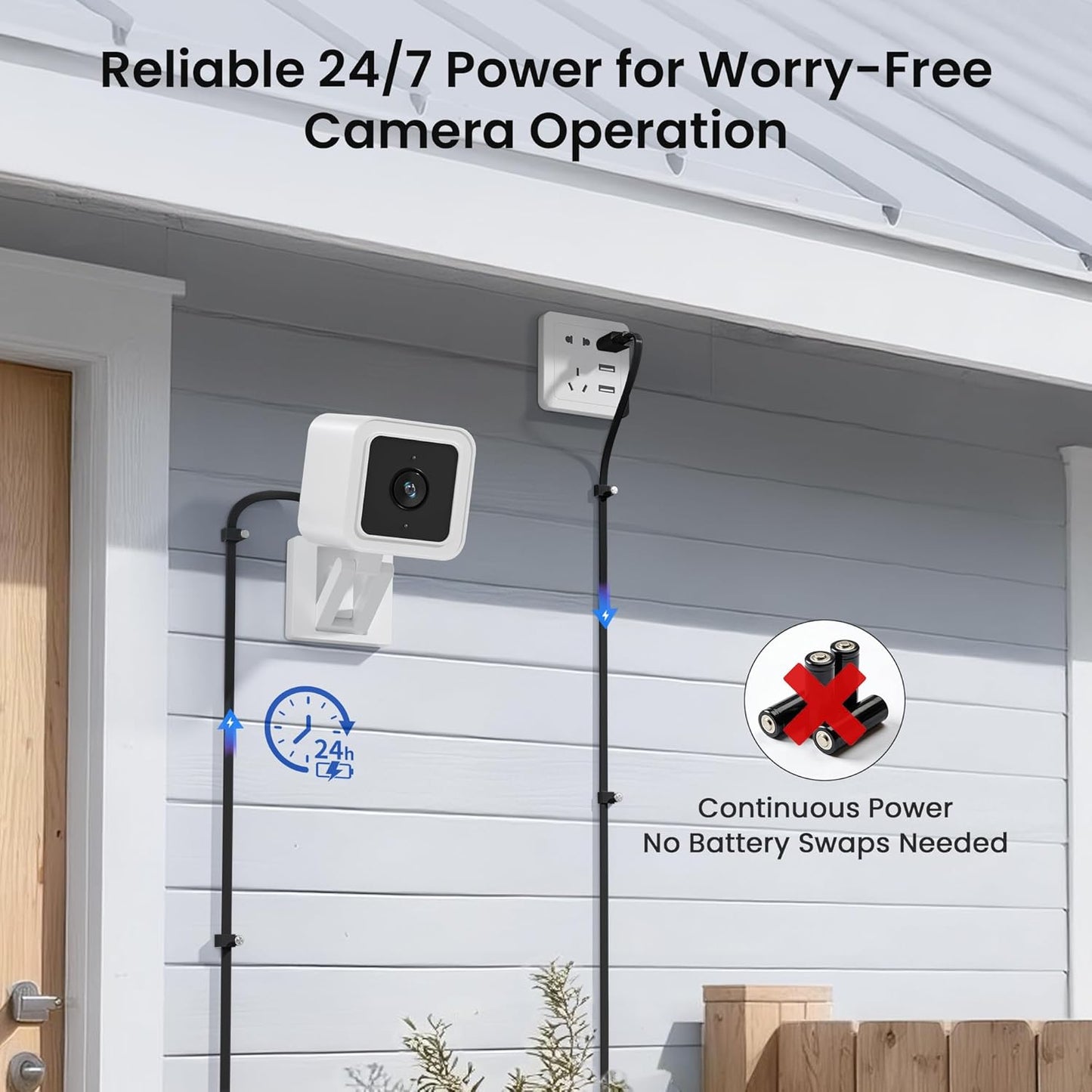 Micro USB Power Cable 30 FT (2 Pack),Flat Micro USB Charging Power Cord,Charger for Wyze Cam V3 Pan,Yi Cam,Nest Cam,Blink Mini XT XT2 Outdoor 3Rd Gen Camera,Arlo Q,Zmodo,Xbox One Controller,25