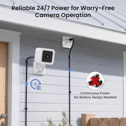 Micro USB Power Cable 30 FT (2 Pack),Flat Micro USB Charging Power Cord,Charger for Wyze Cam V3 Pan,Yi Cam,Nest Cam,Blink Mini XT XT2 Outdoor 3Rd Gen Camera,Arlo Q,Zmodo,Xbox One Controller,25