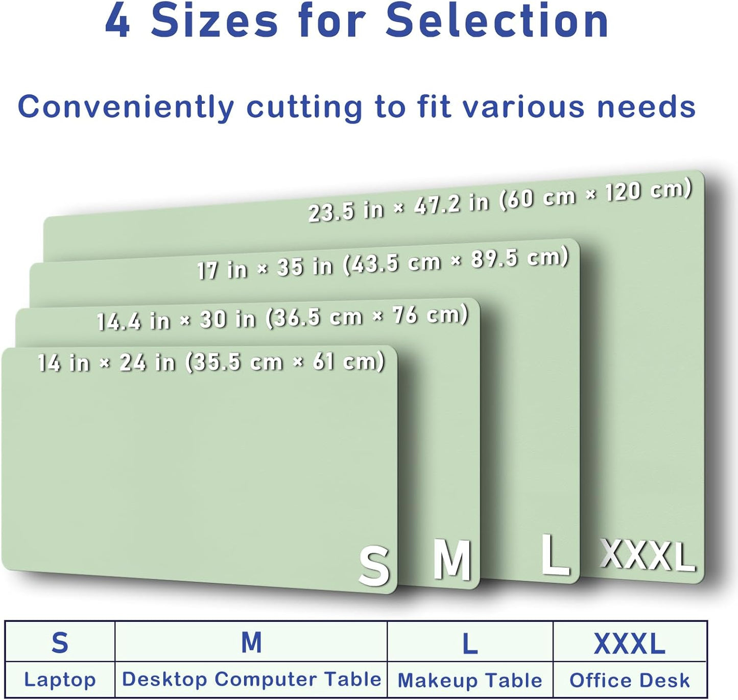 Leather Desk Pad Protector,Non-Slip Mouse Pad,Laptop Desk Pad,Office Mouse Mat,Waterproof Leather Desk Blotter,Desk Writing Pad for Office and Home (M-Green,30"X14")